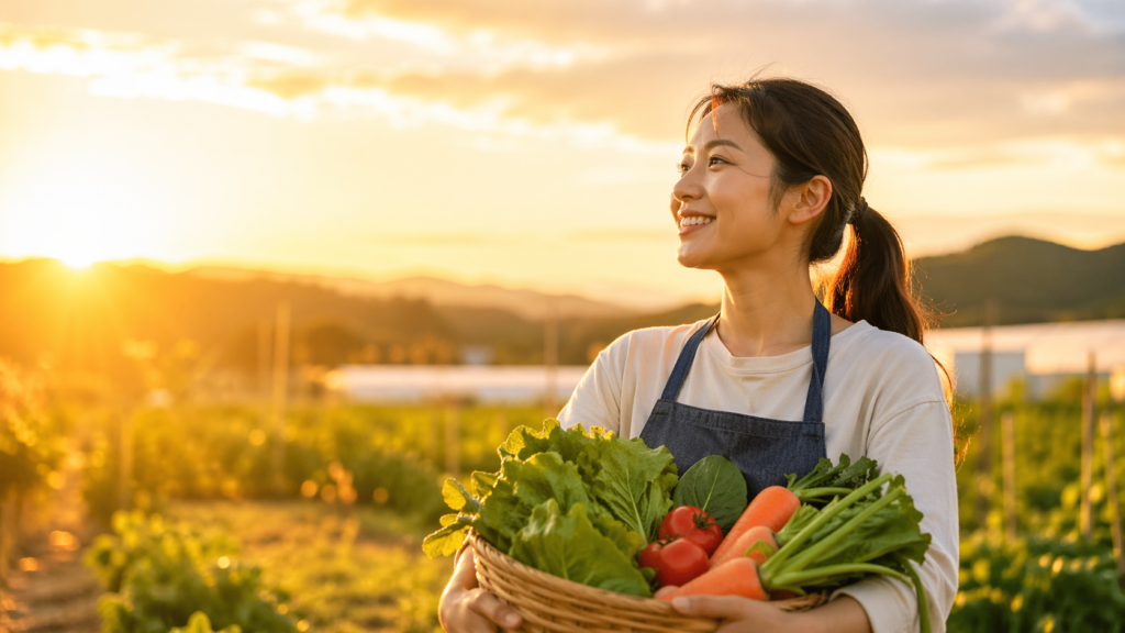 農家に前向きな女性