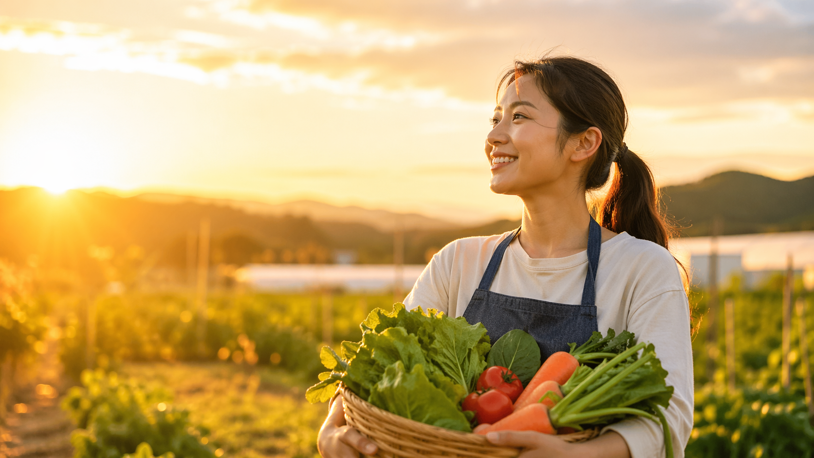 農家に前向きな女性