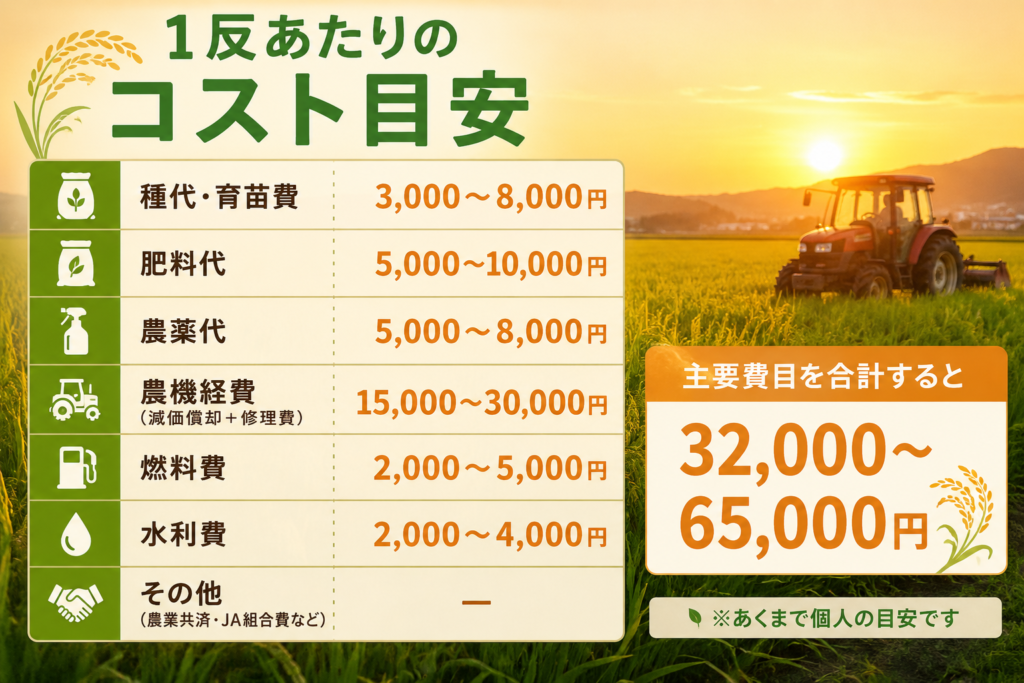 農業コスト目安のインフォグラフィック