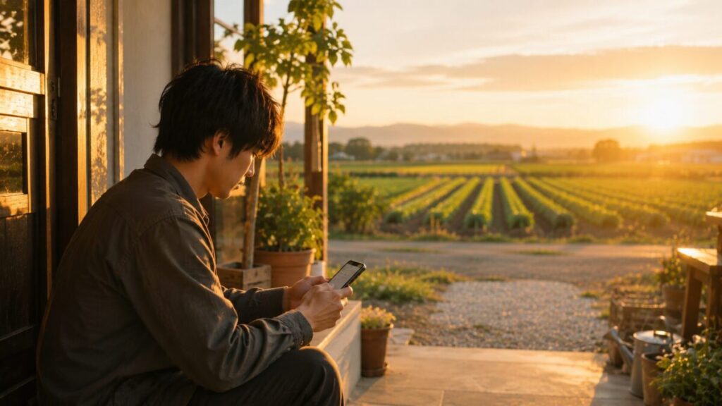 夕暮れの田舎の風景