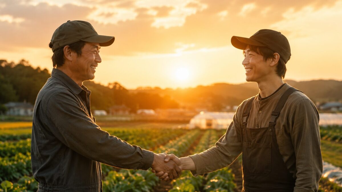 夕日の中で働く者たち
