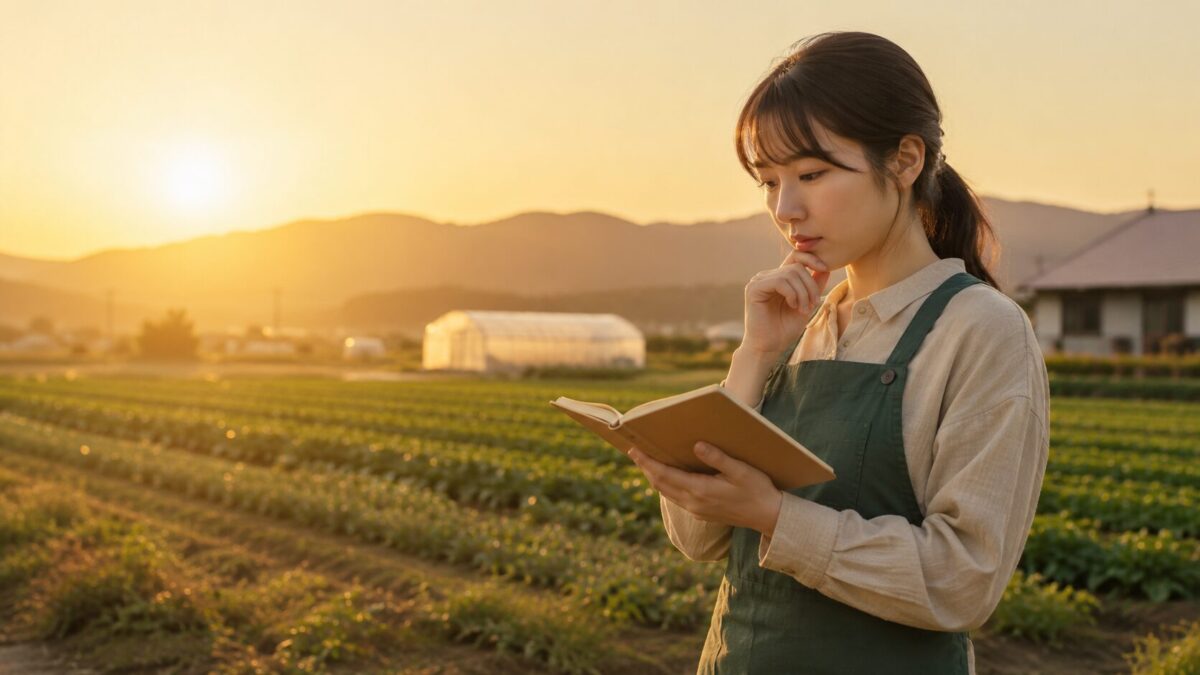 夕暮れの農場で過ごす時間