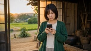 スマホで調べる女性