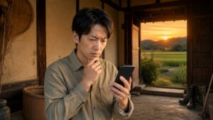 スマホで調べる男性