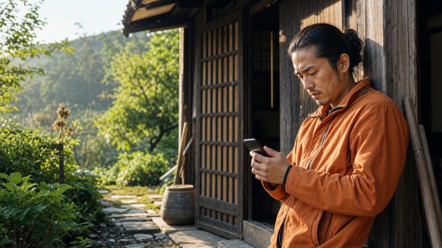 スマホで調べる男性