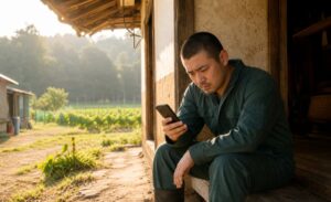スマホで調べる農家