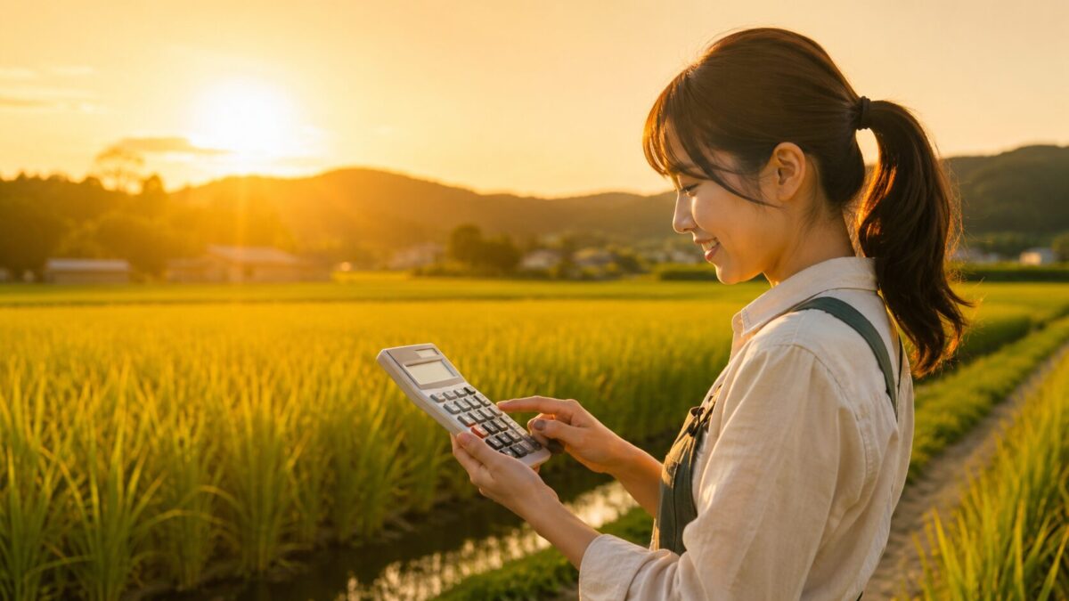 穏やかな夕暮れの農場風景