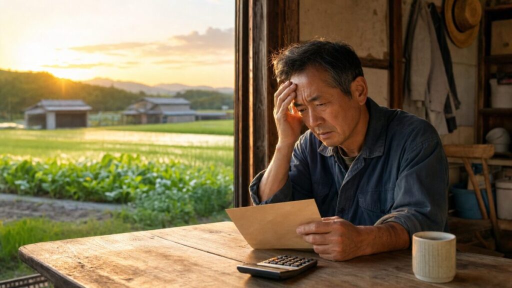通知書を読み悩む男性
